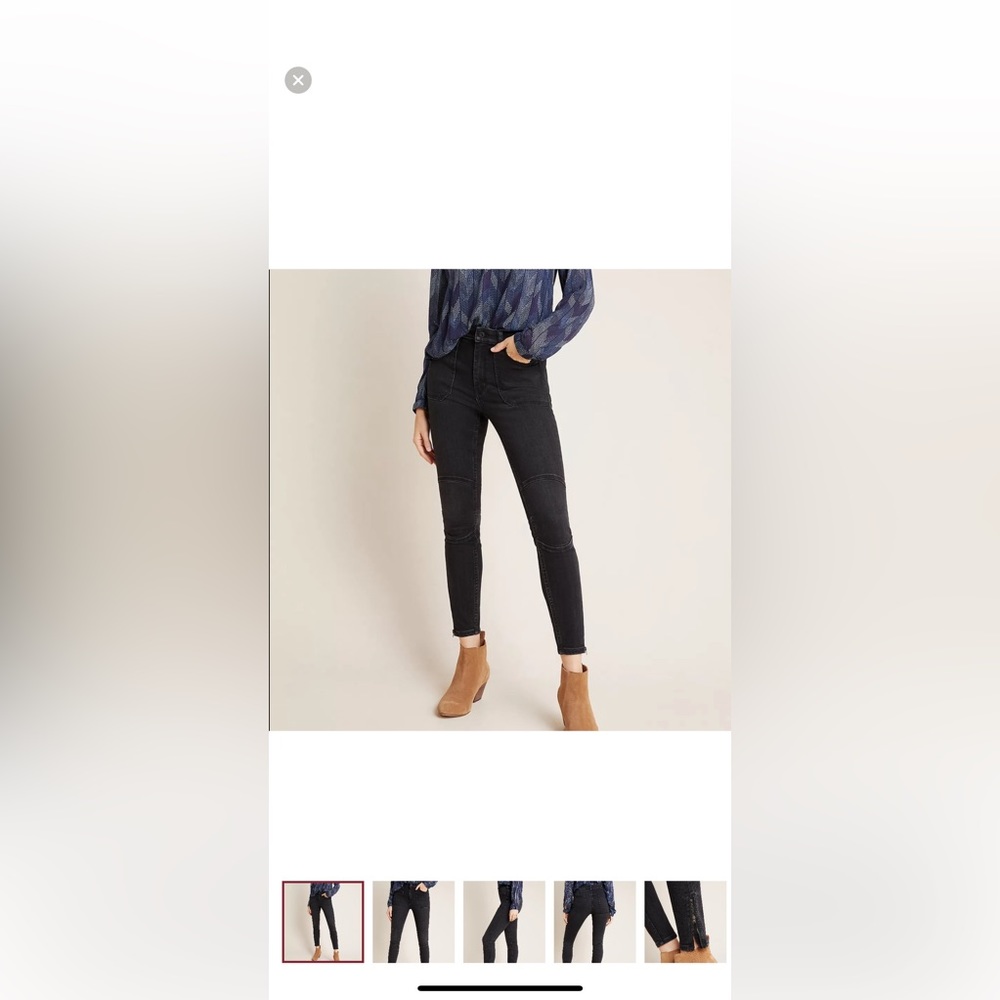 Anthropologie Black High Rise Moto With zipper ankles. Size 26. Black.